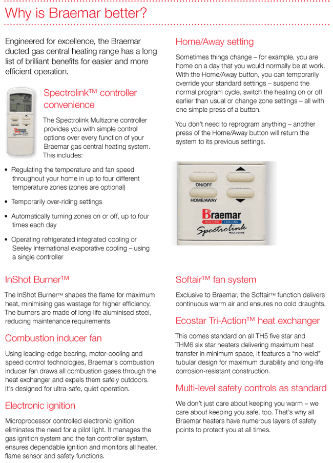 Braemar Ducted Gas Heating winter warmth